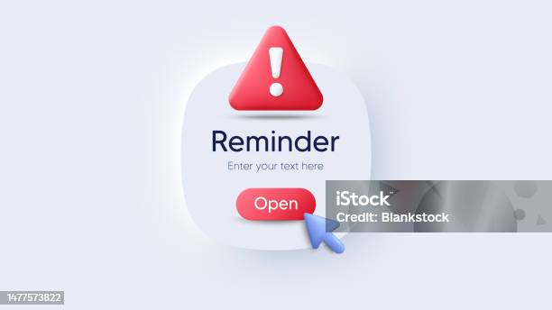 Alert Reminder Note Reminder 3d Notifications Page With Warning Alert Calendar Event Notice ...