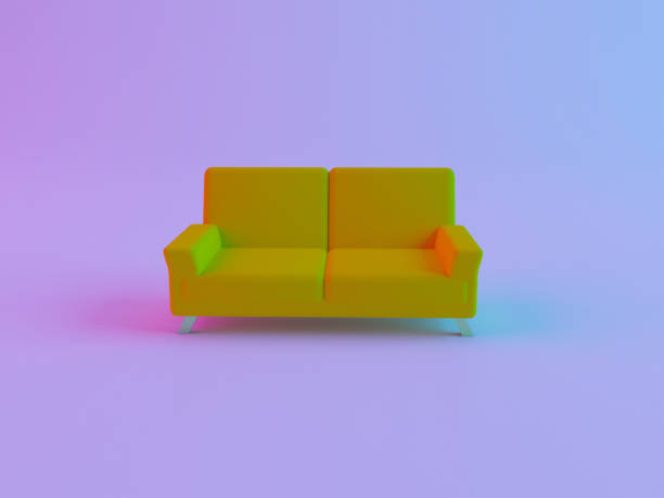 istock Empty modern and minimalist yellow sofa 3d stock photo 1477574583