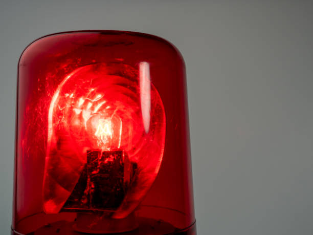 istock Red rotating beacon. Red flashing light. Warning signal. 1477575183