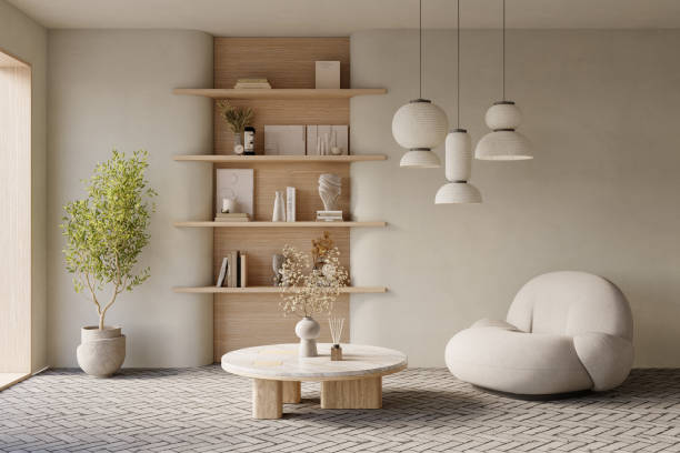 Interior design of modern apartment. Interior mockup, 3d render