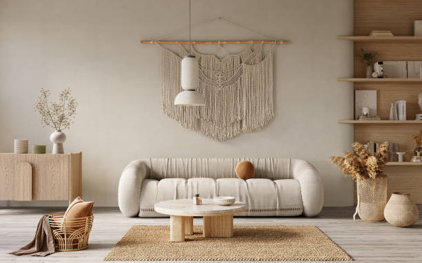 Interior design of modern apartment. Interior mockup, 3d render