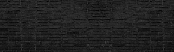 istock Old black brick texture. Dark aged brickwork. Gloomy grunge panoramic background 1477576593