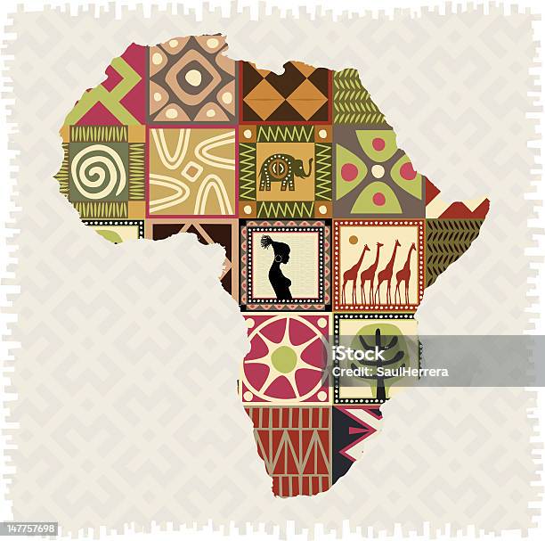 중유럽식 분할촬영 맵 아프리카 문화에 대한 스톡 벡터 아트 및 기타 이미지 - 아프리카 문화, 패턴, 배경-주제