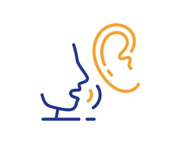 whisper line icon. audio message sign. vector - 聽寫 幅插畫檔、美工圖案、卡通及圖標