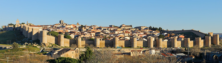 daytime panoramic view of Avila (Spain).