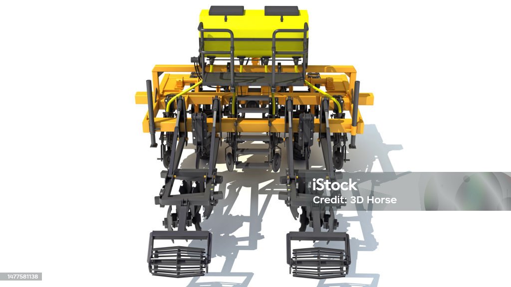 Farm Subsoiler 3D rendering on white background Agricultural Field Stock Photo