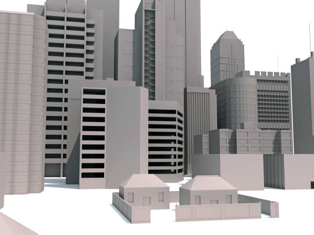 istock City Buildings 3D rendering on white background 1477582116