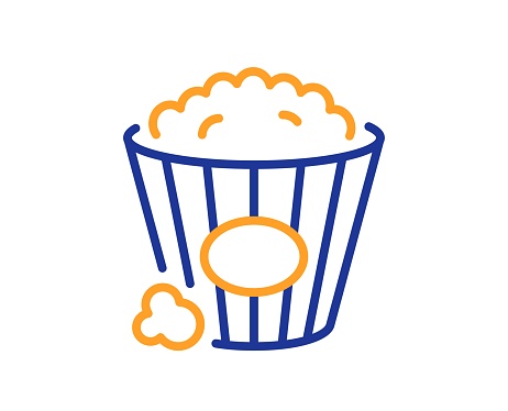 Popcorn line icon. Pop corn sign. Cinema snack food symbol. Colorful thin line outline concept. Linear style popcorn icon. Editable stroke. Vector