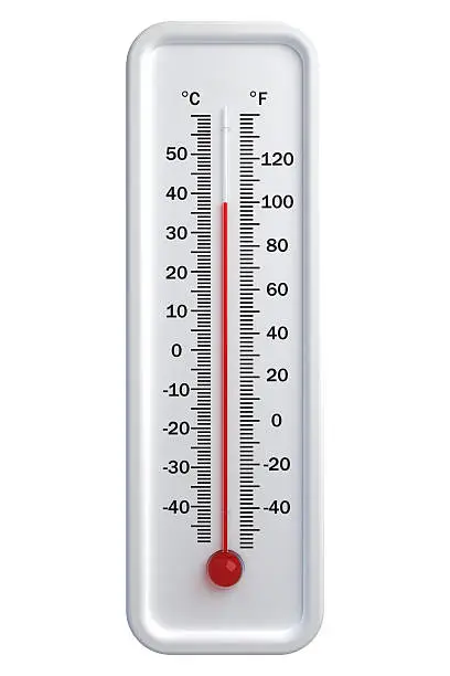 thermometer with high temperature on a white  background