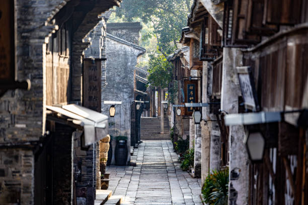 Street view of an ancient Chinese village - Wuzhen stock photo