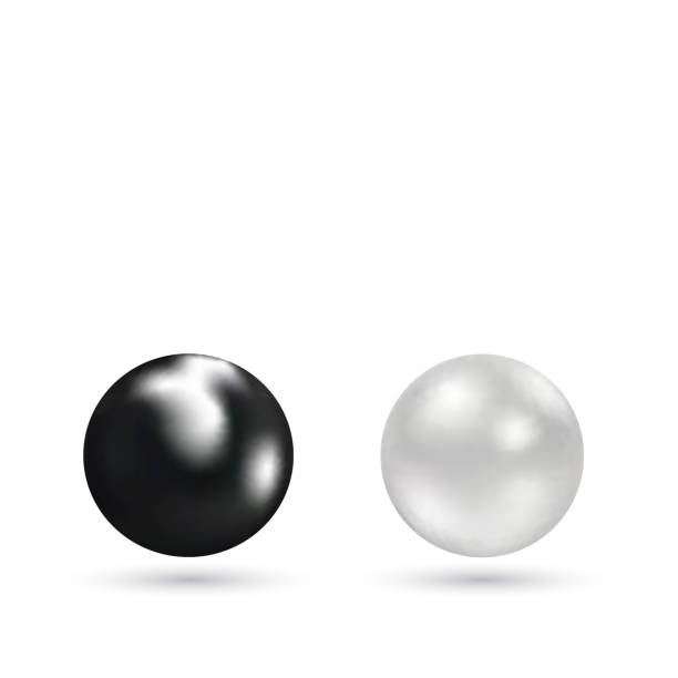 illustrations, cliparts, dessins animés et icônes de un ensemble de perles de nacre. perles noires et argentées. ep 10 - mother of pearl