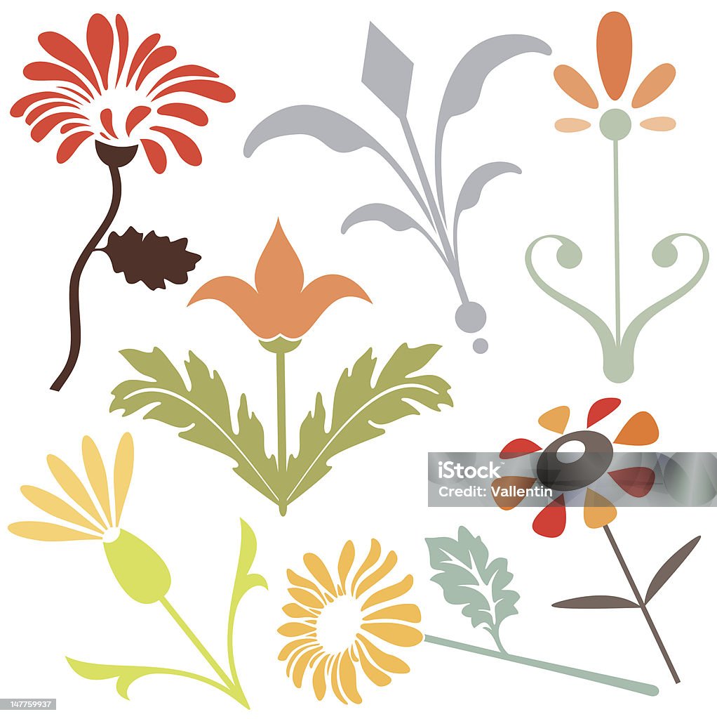 Éléments de Design Floral (vecteur). - clipart vectoriel de Art libre de droits