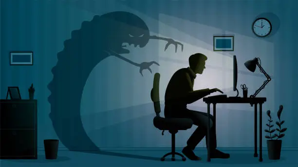 Vector illustration of Dangers of sitting and working long hours