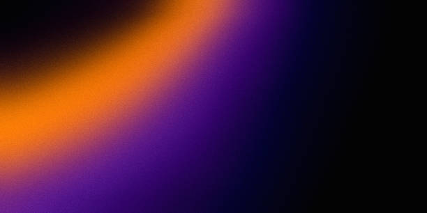 istock Vibrant grainy color gradient wave on black background, orange purple abstract banner design, copy space 1477603592