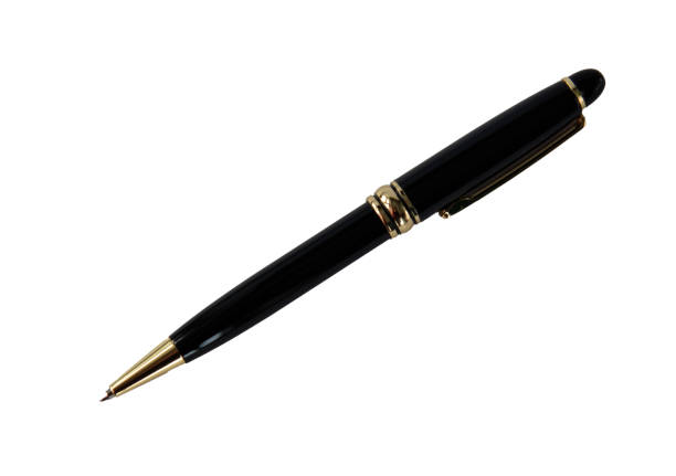 istock Automatic ballpoint pen isolated on white background.Business class black ballpoint pen. 1477604018