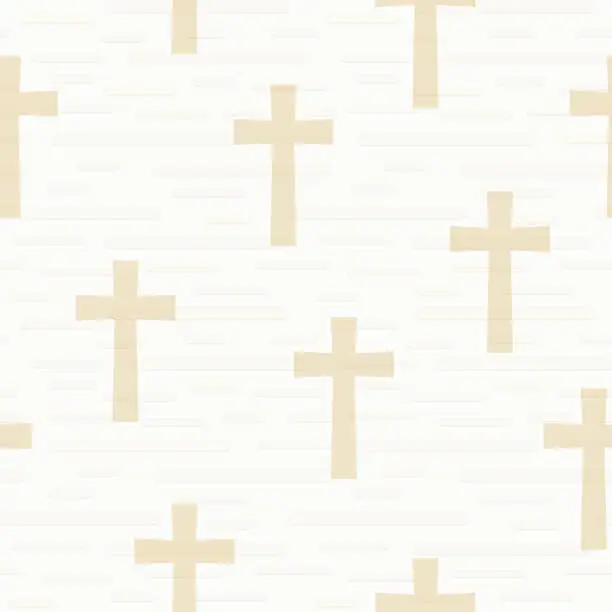 Vector illustration of seamless christian, holy paper or abstract texture with cross  symbol