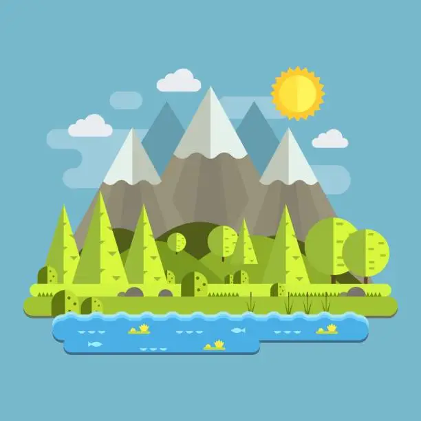 Vector illustration of Mountain flat landscape