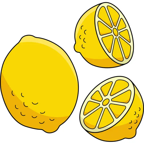 Vector illustration of Lemon Fruit Cartoon Colored Clipart Illustration