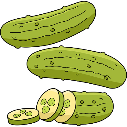 This cartoon clipart shows a Pickle Vegetable illustration.