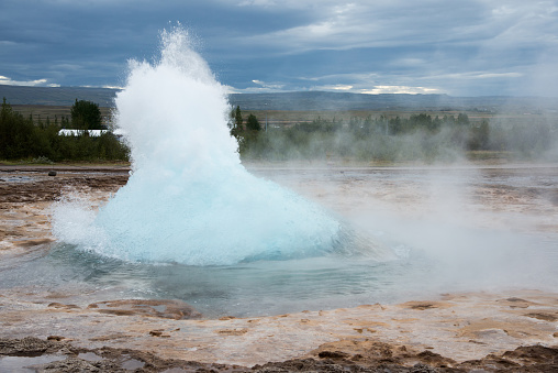 Geysir, with spouting hot springs, including the most active geyser in Iceland Strokkur