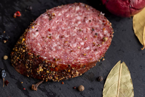 istock Sliced salami using pork meat with spices 1477616063