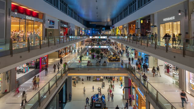Timelapse View of People Shopping at the Famous Dubai Mall in Dubai, United Arab Emirates (UAE)