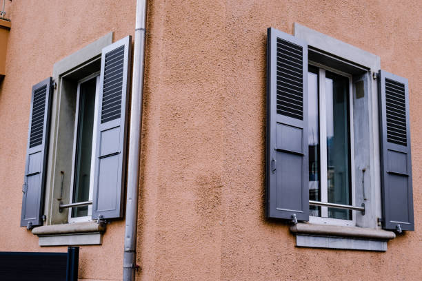 istock a pair of back-to-back windows on a vintage building. 1477616534