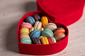 istock Macarons in a heart shaped gift box 1477618352