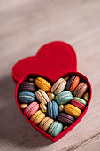 istock Macarons in a heart shaped gift box 1477618422