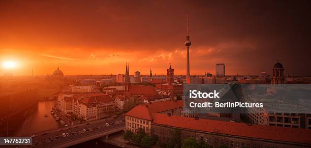 Berlin Skyline City Panorama With Sunset Landmark In Germany Stock Photo - Download Image Now