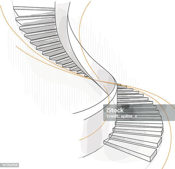 나선형 계단이 계단에 대한 스톡 벡터 아트 및 기타 이미지 - 계단, 스케치, 건축