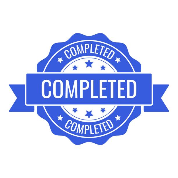 ilustrações de stock, clip art, desenhos animados e ícones de completed stamp, seal. vector badge, icon template. illustration isolated on white background. - chegada