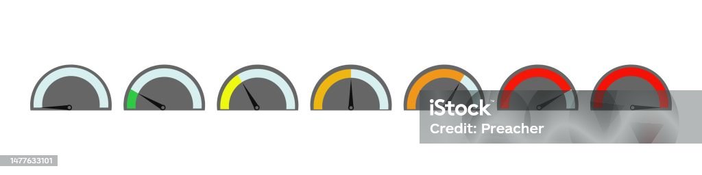 Speedometer Style Speedometer Set Scale Speed In Flat Style Vector Illustration Stock ...