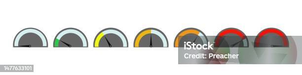 Speedometer Style Speedometer Set Scale Speed In Flat Style Vector Illustration Stock ...