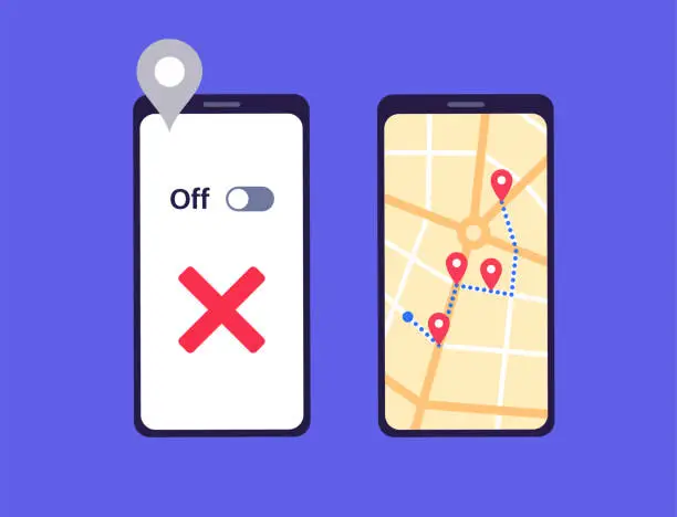 Vector illustration of GPS activation toggle