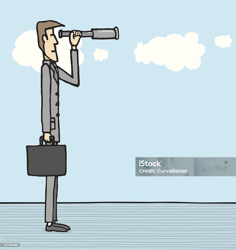 Foreseeling Businessman Looking At Future Foreseeing Trends Stock Illustration ...