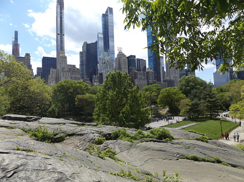 Facing South from the Sheep Meadow in Central Park, New York City.