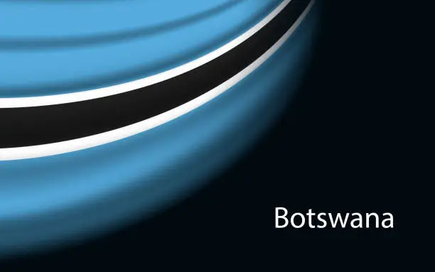Vector illustration of Wave flag of Botswana on dark background.