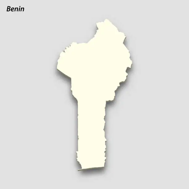 Vector illustration of 3d isometric map of Benin isolated with shadow