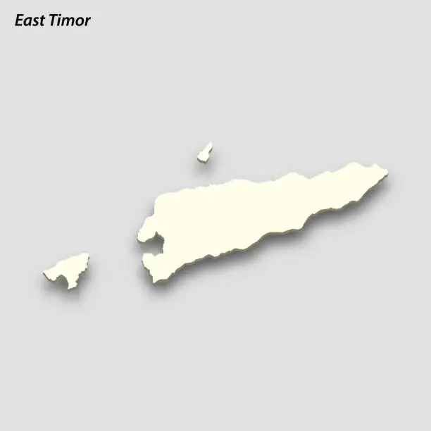 Vector illustration of 3d isometric map of East Timor isolated with shadow
