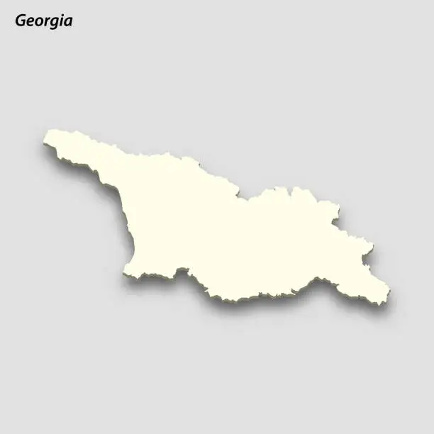 Vector illustration of 3d isometric map of Georgia isolated with shadow