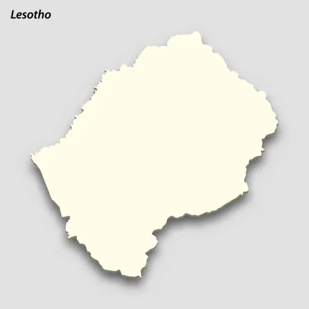 Vector illustration of 3d isometric map of Lesotho isolated with shadow