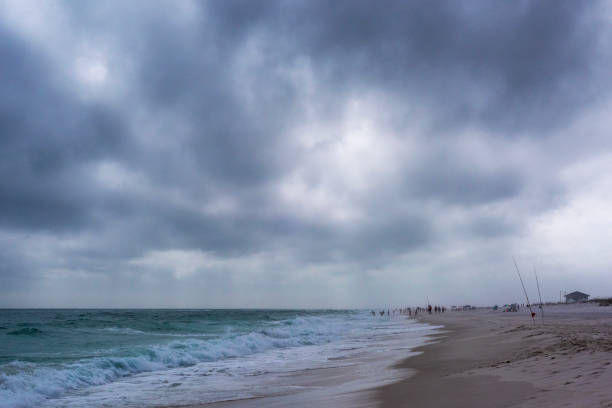 Cloudy skies hang above Pensacola Beach, Florida, on March 24, 2023.