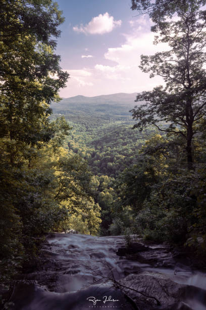 The view from atop Amicalola Falls at Amicalola Falls State Park in Dawsonville, Georgia. Early October before fall foliage settled in.