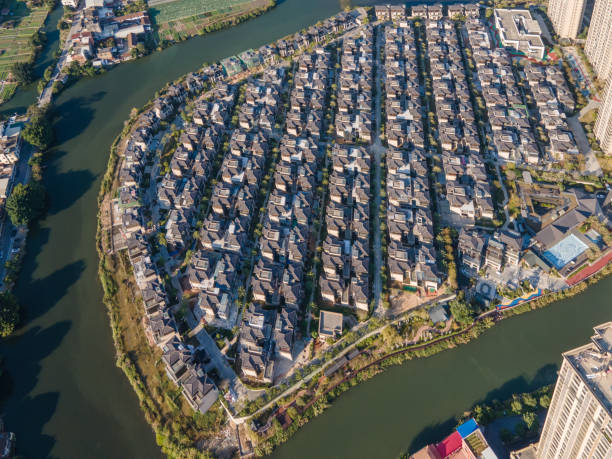 istock Aerial view of urban villa complex 1477657404