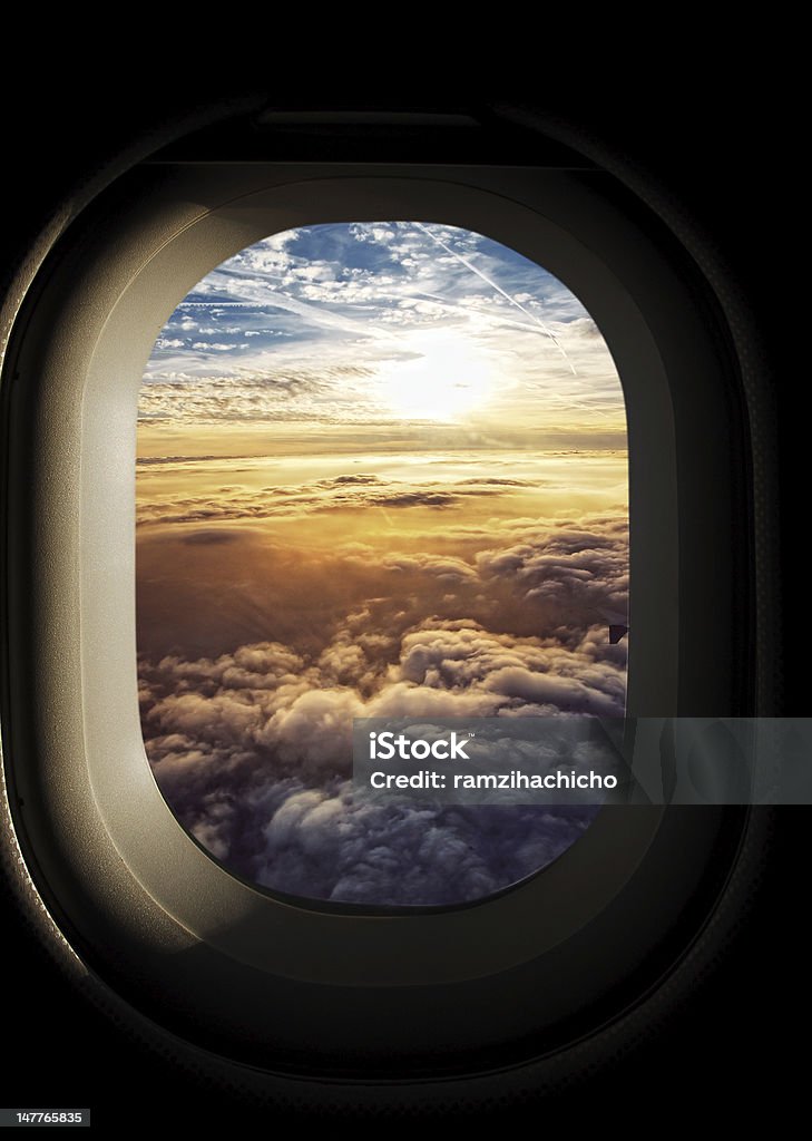 Heavenly sky seen through the windows of an airplane Air Vehicle Stock Photo