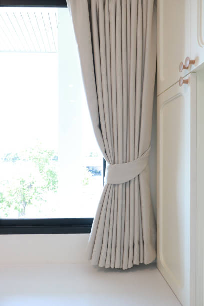 istock Rope curtain, gray curtain With white light curtain 1477661447