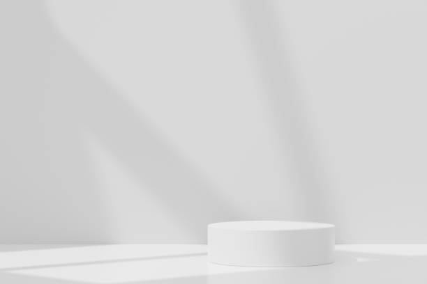 istock Abstract display podium with minimal geometric shapes design. 3d  rendering scene for mock up and product presentation. Pedestal platform for cosmetic advertise. 1477664292
