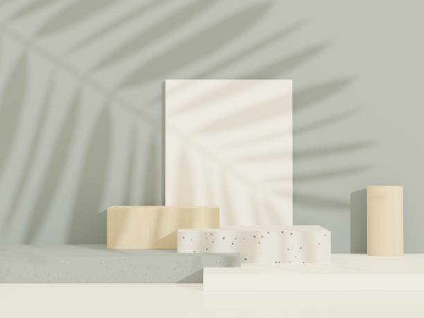 istock 3d abstract white platform showcase for product and cosmetic presentation with terrazzo idea concept. Minimal Podium for mock up and advertising. Render geometric design scene for web banner. 1477664709