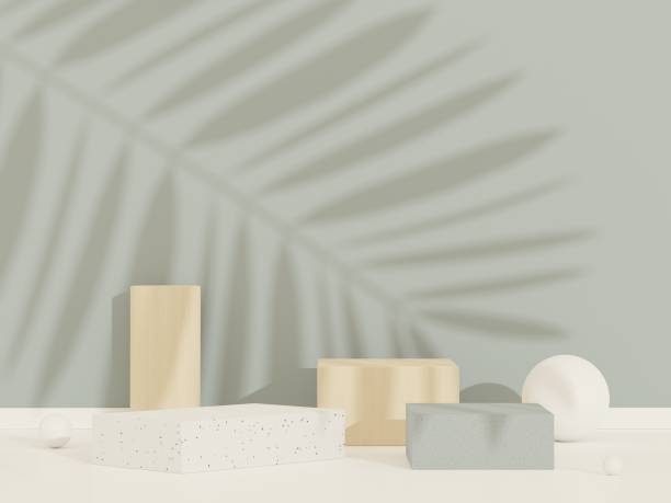 istock 3d abstract white platform showcase for product and cosmetic presentation with terrazzo idea concept. Minimal Podium for mock up and advertising. Render geometric design scene for web banner. 1477664710